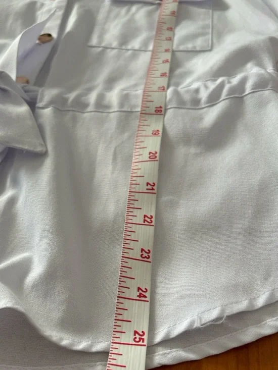 NWOT Zara White Button-Front Tie-Waist Shirt - Picture 10 of 11